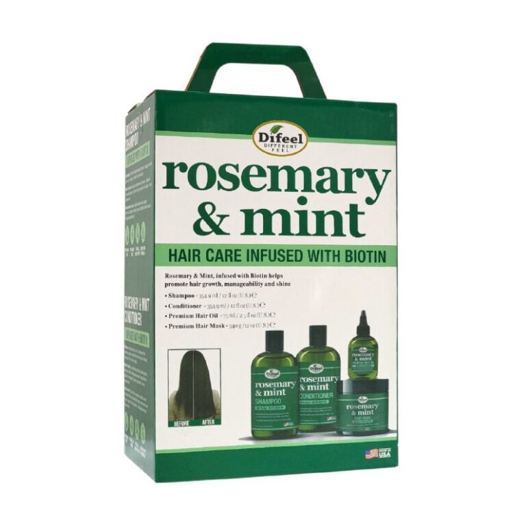 SET DE CUIDADO DEL CABELLO DE ROMERO Y MENTA CRECEPELO DE 4 PIEZAS DIFEEL