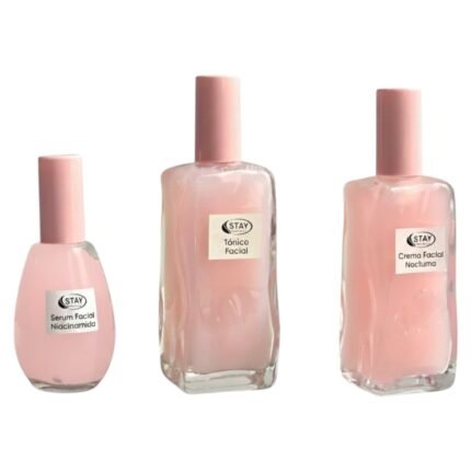 SET DE CUIDADO FACIAL: TÓNICO FACIAL CONT. 150ML SERUM DE NIACINAMIDA: CONT. 70ML CREAM FACIAL NOCTURNA: 120ML STAY BEAUTIFUL