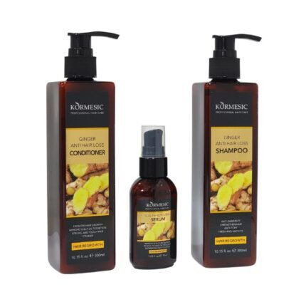 SHAMPOO PARA EL CABELLO EN SET CONTRA LA CAIDA DEL PELO DE JENGIBRE, SHAMPOO 300ML, ACONDICIONADOR 300ML, SUERO CAPILAR 50ML