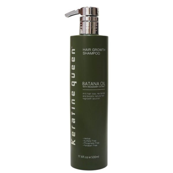 SHAMPOO PARA EL CRECIMIENTO DEL CABELLO CON ACEITE DE BATANO Y EXTRACTO DE ROMERO KERATINE QUEEN 500ML