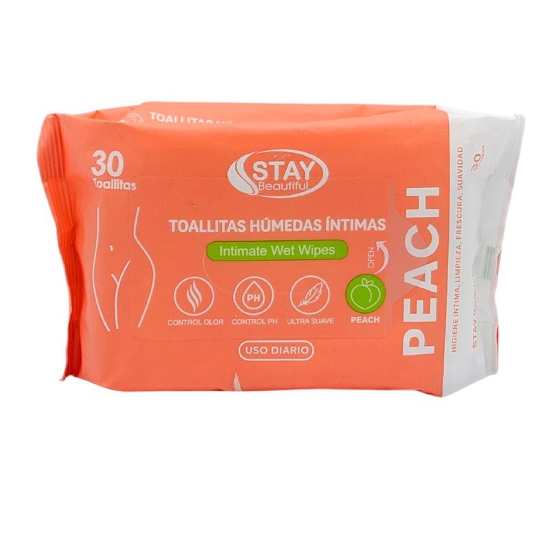 TOALLITAS HUMEDAS INTIMAS DE MELOCOTON, QUE LIMPIAN, DAN FRESCURA Y SUAVIDAD STAY BEAUTIFUL 30UND TOALLITAS HUMEDAS INTIMAS DE MELOCOTON, QUE LIMPIAN, DAN FRESCURA Y SUAVIDAD STAY BEAUTIFUL 30UND
