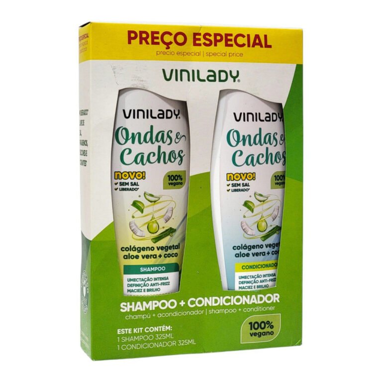 SET DE SHAMPOO Y ACONDICIONADOR CON COLAGENO VEGETAL, SABILA Y COCO PARA ONDAS Y RIZOS VINILADY 325ML X 2PCS