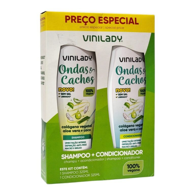 SET DE SHAMPOO Y ACONDICIONADOR CON COLAGENO VEGETAL, SABILA Y COCO PARA ONDAS Y RIZOS VINILADY 325ML X 2PCS