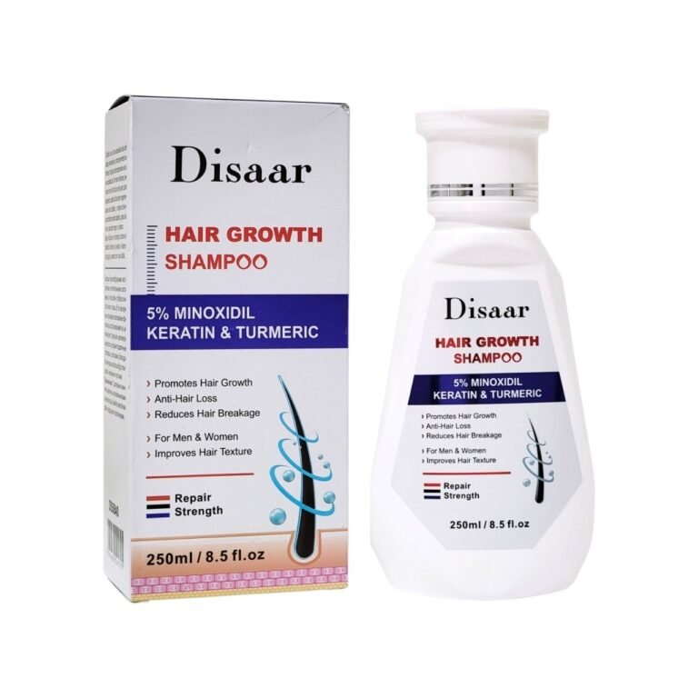 SHAMPOO ESTIMULANTE CON 5% MINOXIDIL QUERATINA Y CURCUMA DISAAR 250ML