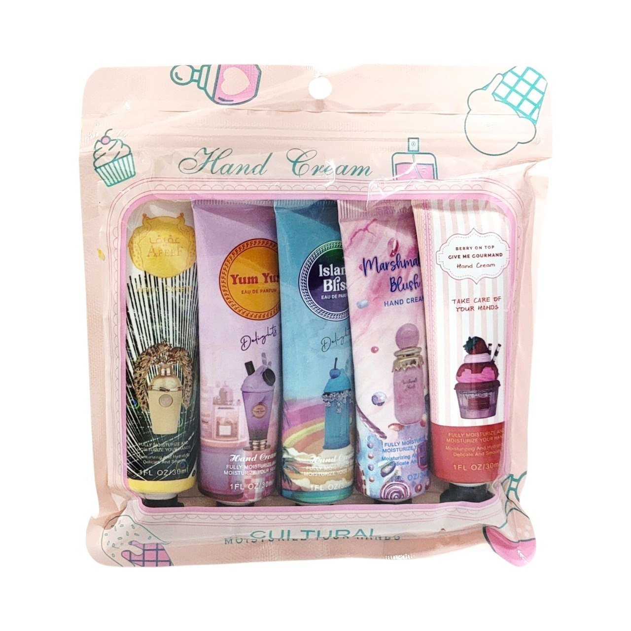SET DE CREMAS PARA MANOS CON AROMAS DE PERFUMERIA ARABE 5PCS SET DE CREMAS PARA MANOS CON AROMAS DE PERFUMERIA ARABE 5PCS