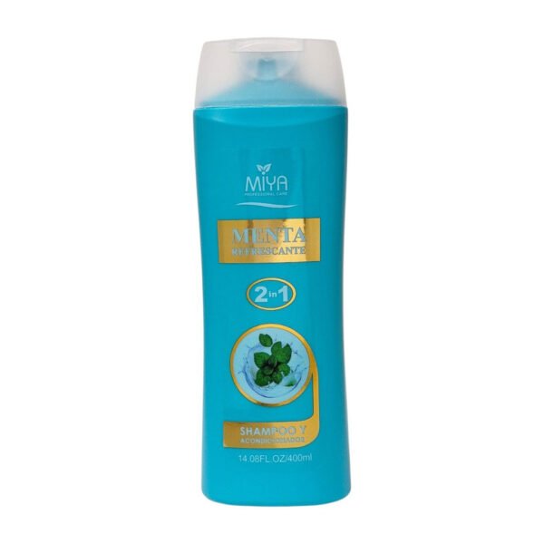 SHAMPOO 2 EN 1 DE LIMPIEZA Y SUAVIZADO REFRESCANTE CON EXTRACTO DE MENTA MIYA 400ML