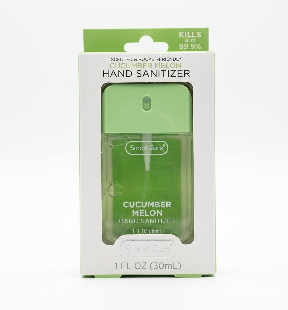 SPRAY SANITIZANTE DE MANOS PORTATIL HIDRATANTE AROMA A PEPINO Y MELON SMARTCARE 30ML SPRAY SANITIZANTE DE MANOS PORTATIL HIDRATANTE AROMA A PEPINO Y MELON SMARTCARE 30ML