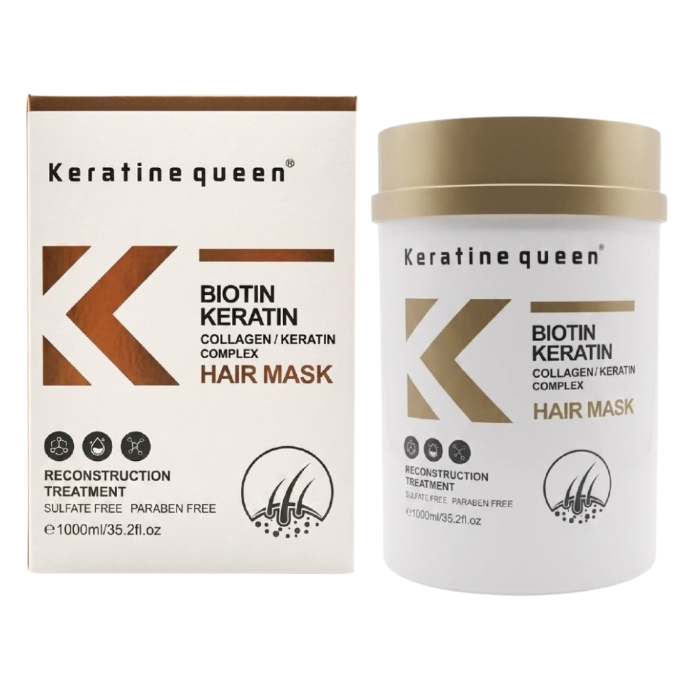 MASCARILLA PARA EL CABELLO DE CUIDADO INTENSIVO CON BIOTINA Y QUERATINA KERATINE QUEEN 1000ML MASCARILLA PARA EL CABELLO DE CUIDADO INTENSIVO CON BIOTINA Y QUERATINA KERATINE QUEEN 1000ML