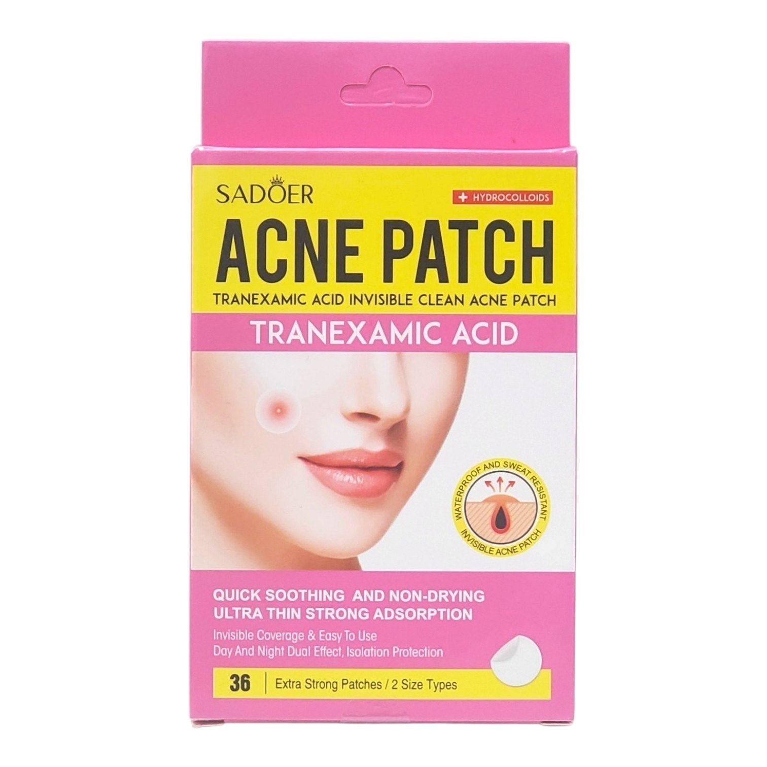 PARCHES HIDROCOLOIDES PARA ACNE INVISIBLES CON ACIDO TRANEXAMICO 36UND SADOER PARCHES HIDROCOLOIDES PARA ACNE INVISIBLES CON ACIDO TRANEXAMICO 36UND SADOER