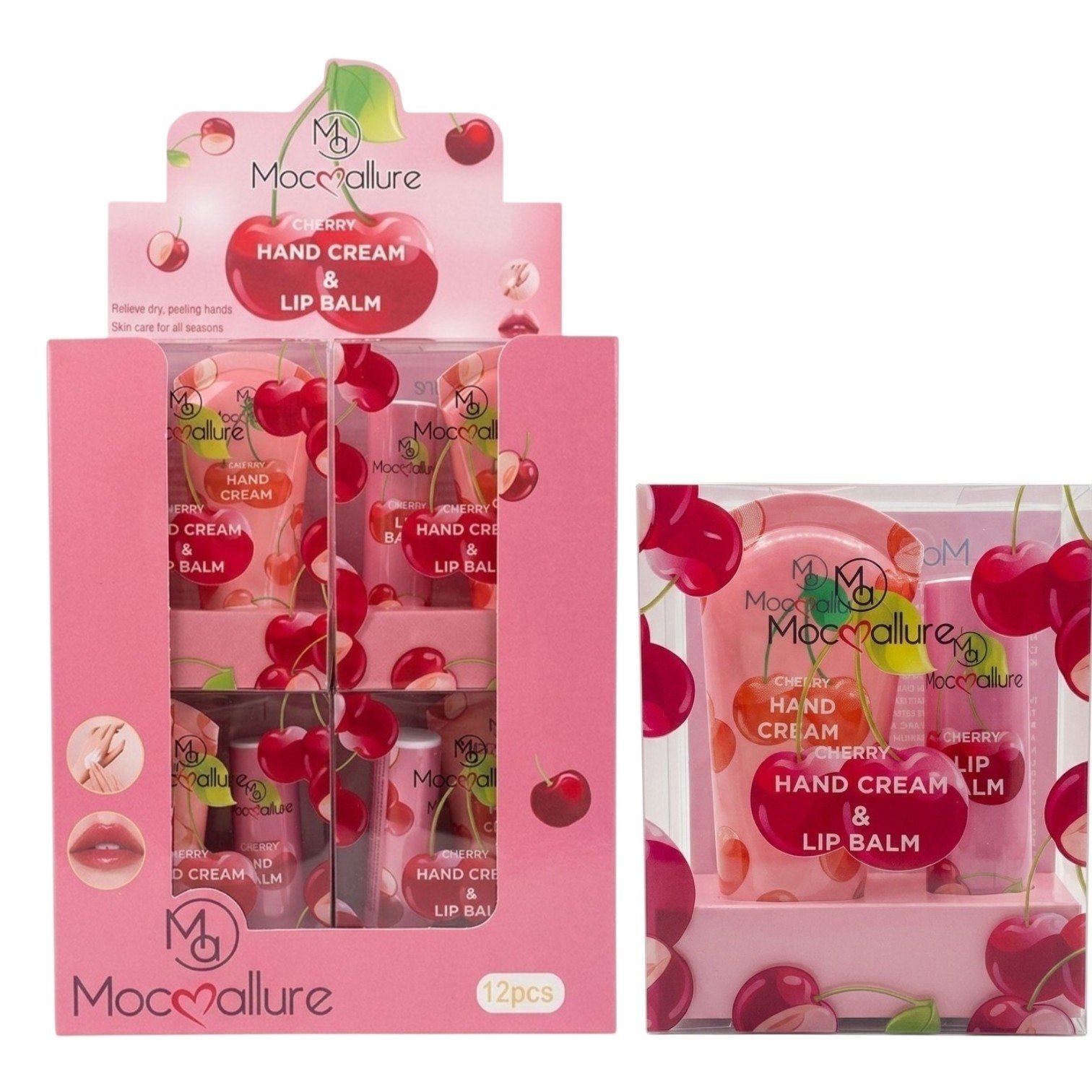 SET DE CREMA PARA MANOS Y BALSAMO LABIAL CON AROMA A CEREZA MOCALLURE SET DE CREMA PARA MANOS Y BALSAMO LABIAL CON AROMA A CEREZA MOCALLURE
