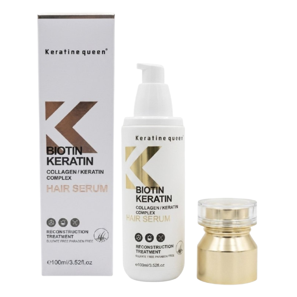 SUERO CAPILAR DE BIOTINA Y KERATINA DE REPARACION AVANZADA ANTI FRIZZ KERATINE QUEEN 100ML SUERO CAPILAR DE BIOTINA Y KERATINA DE REPARACION AVANZADA ANTI FRIZZ KERATINE QUEEN 100ML