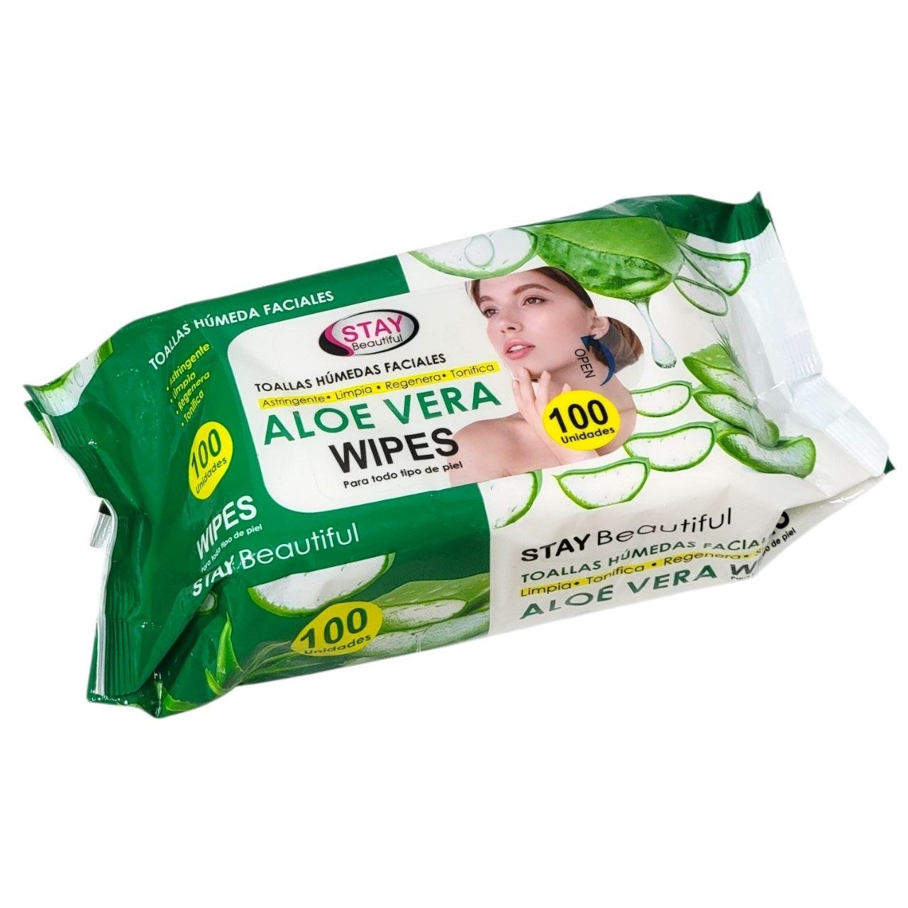 TOALLITAS HUMEDAS FACIALES DE ALOE VERA DESMAQUILLANTES Y LIMPIADORAS 100UND STAY BEAUTIFUL TOALLITAS HUMEDAS FACIALES DE ALOE VERA DESMAQUILLANTES Y LIMPIADORAS 100UND STAY BEAUTIFUL