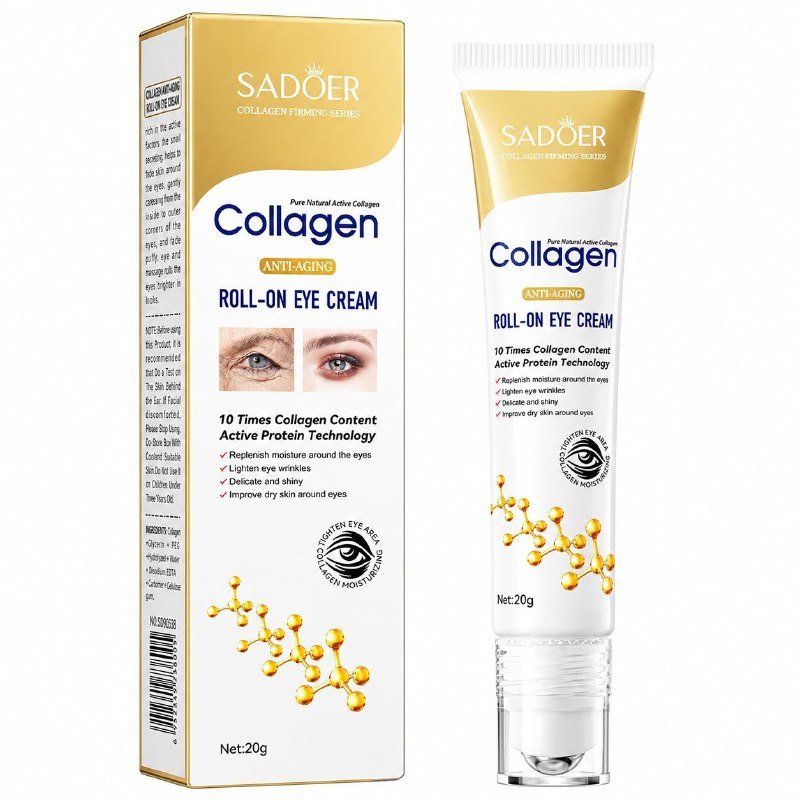 CREMA REJUVENECEDORA PARA CONTORNO DE OJOS CON APLICADOR MECÁNICO DE TRIPLE ESFERA SADOER COLLAGEN EYE CREAM ROLL-ON 20 G CREMA REJUVENECEDORA PARA CONTORNO DE OJOS CON APLICADOR MECÁNICO DE TRIPLE ESFERA SADOER COLLAGEN EYE CREAM ROLL-ON 20 G