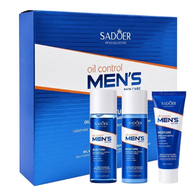 SET FACIAL DE LIMPIEZA, CONTROL DE GRASA E HIDRATACIÓN PROFUNDA PARA HOMBRE SADOER MEN’S 3 PIEZAS SET FACIAL DE LIMPIEZA, CONTROL DE GRASA E HIDRATACIÓN PROFUNDA PARA HOMBRE SADOER MEN’S 3 PIEZAS