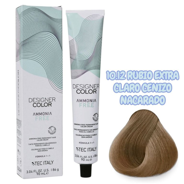 TINTE PERMANENTE CUIDA TU CABELLO Y OFRECE RESULTADOS CON TONOS MÁS NATURALES TONO 10.12 RUBIO EXTRA CLARO CENIZO NACARADO 1+1 TEC ITALY 90ML