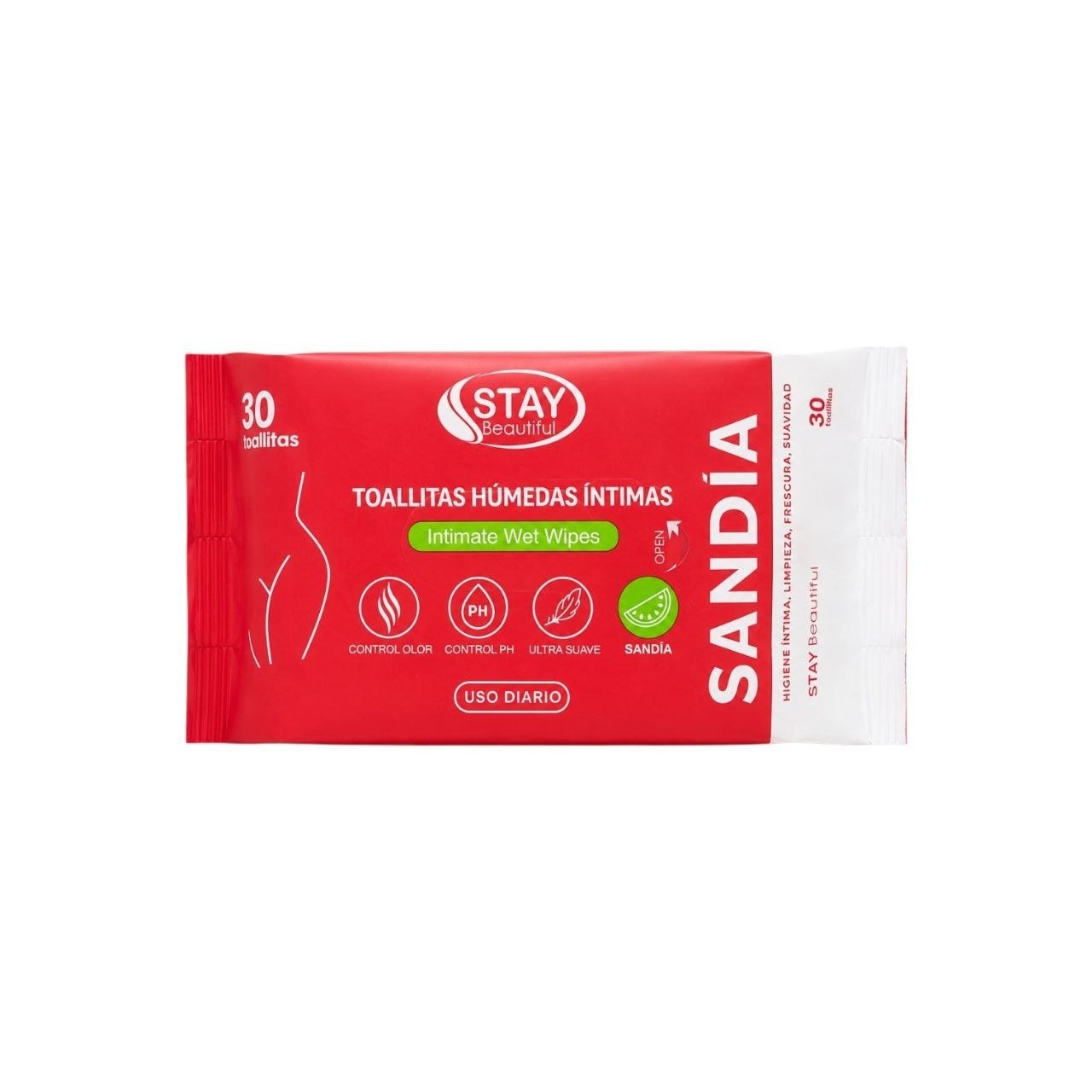 TOALLITAS HUMEDAS INTIMAS PARA CONTROL DEL PH Y OLORES CON AROMA A SANDIA 30UND STAY BEAUTIFUL TOALLITAS HUMEDAS INTIMAS PARA CONTROL DEL PH Y OLORES CON AROMA A SANDIA 30UND STAY BEAUTIFUL