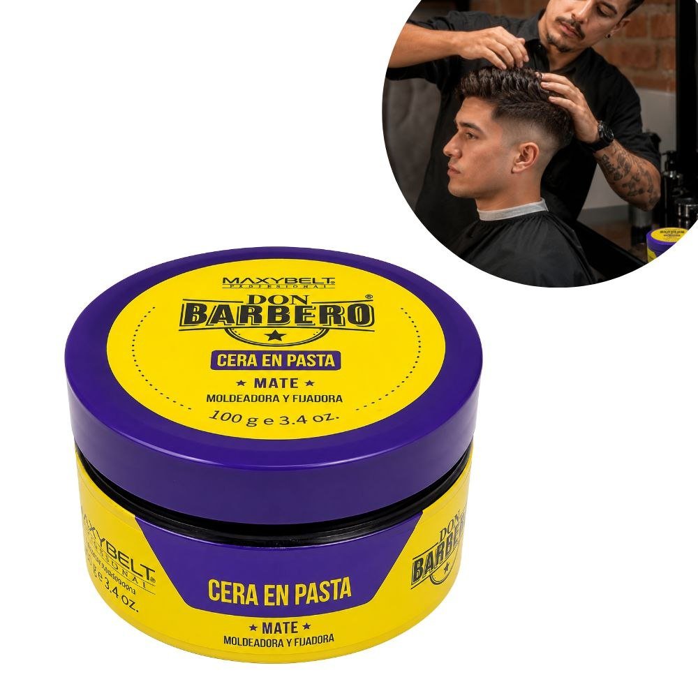 CERA EN PASTA MATE MAXYBELT PROFESSIONAL DON BARBERO 100G 1 UND (MOLDEADORA Y FIJADORA PARA CABELLO) CERA EN PASTA MATE MAXYBELT PROFESSIONAL DON BARBERO 100G 1 UND (MOLDEADORA Y FIJADORA PARA CABELLO)