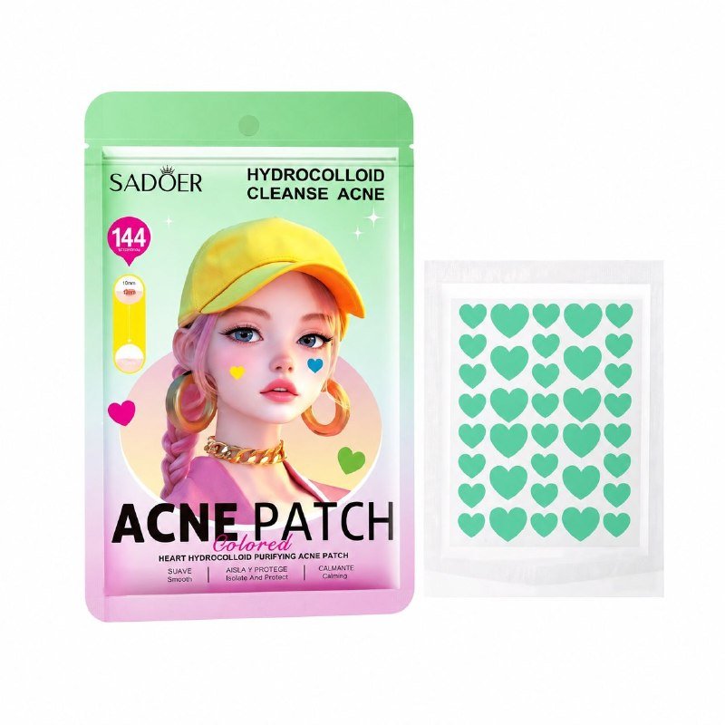 PARCHES HIDROCOLOIDES PARA ACNE DE COLORES ESTRELLA Y CORAZON SADOER 72 UND