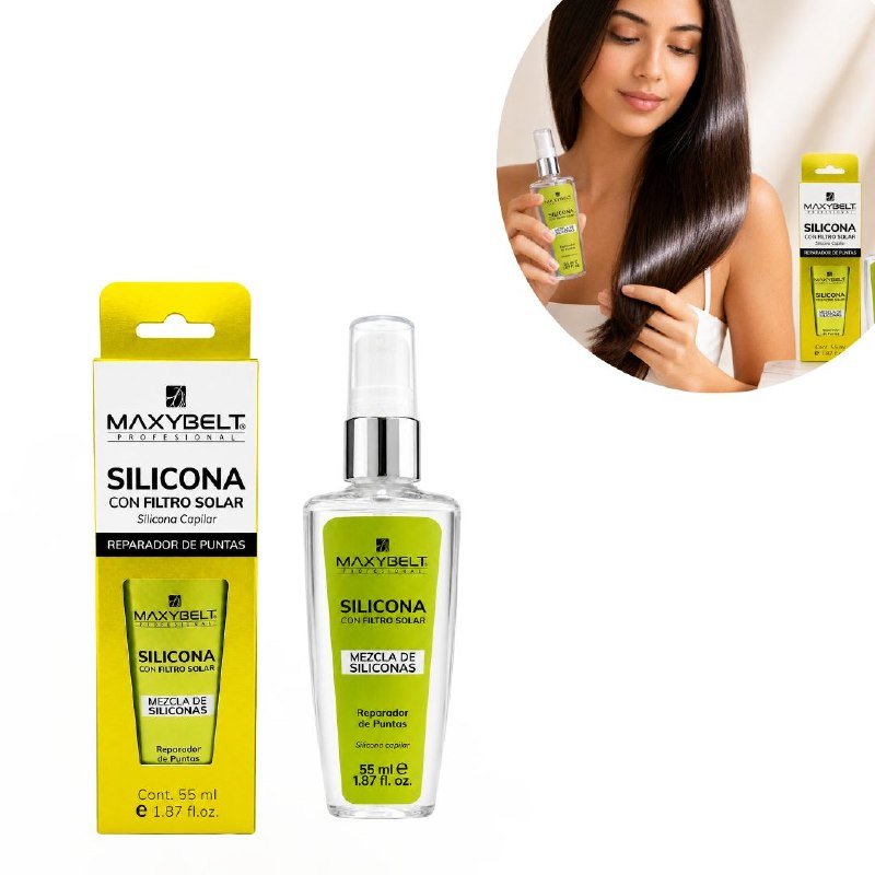 SPRAY CAPILAR DE SILICONA REPARADOR DE PUNTAS CON FILTRO SOLAR MAXYBELT 55ML SPRAY CAPILAR DE SILICONA REPARADOR DE PUNTAS CON FILTRO SOLAR MAXYBELT 55ML