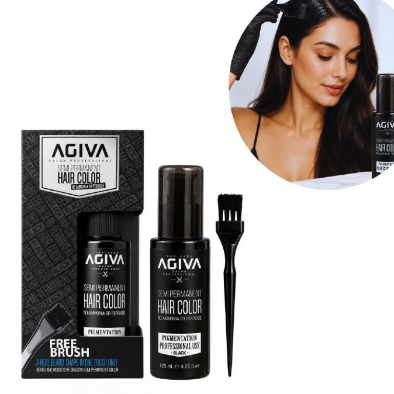 TINTE COLOR NEGRO SEMIPERMANENTE PARA CABELLO, BARBA Y BIGOTE CON BROCHA APLICADORA AGIVA 125ML