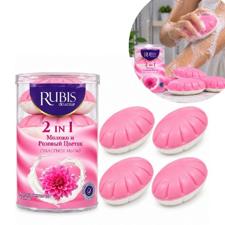 SET DE 4 JABONES EN BARA PARA BAÑO DE LECHE Y FLOR ROSA RUBIS DOUCEUR 110G