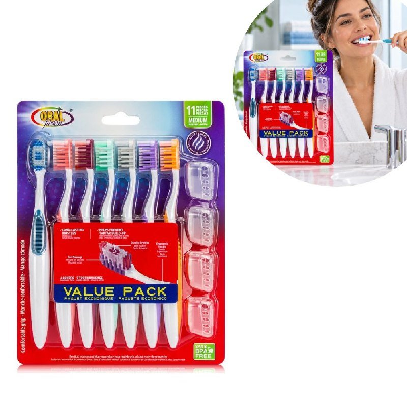 SET DE CEPILLOS DE DIENTES CON PROTECTORES DE CABEZAL ORAL FUSION 11PCS SET DE CEPILLOS DE DIENTES CON PROTECTORES DE CABEZAL ORAL FUSION 11PCS