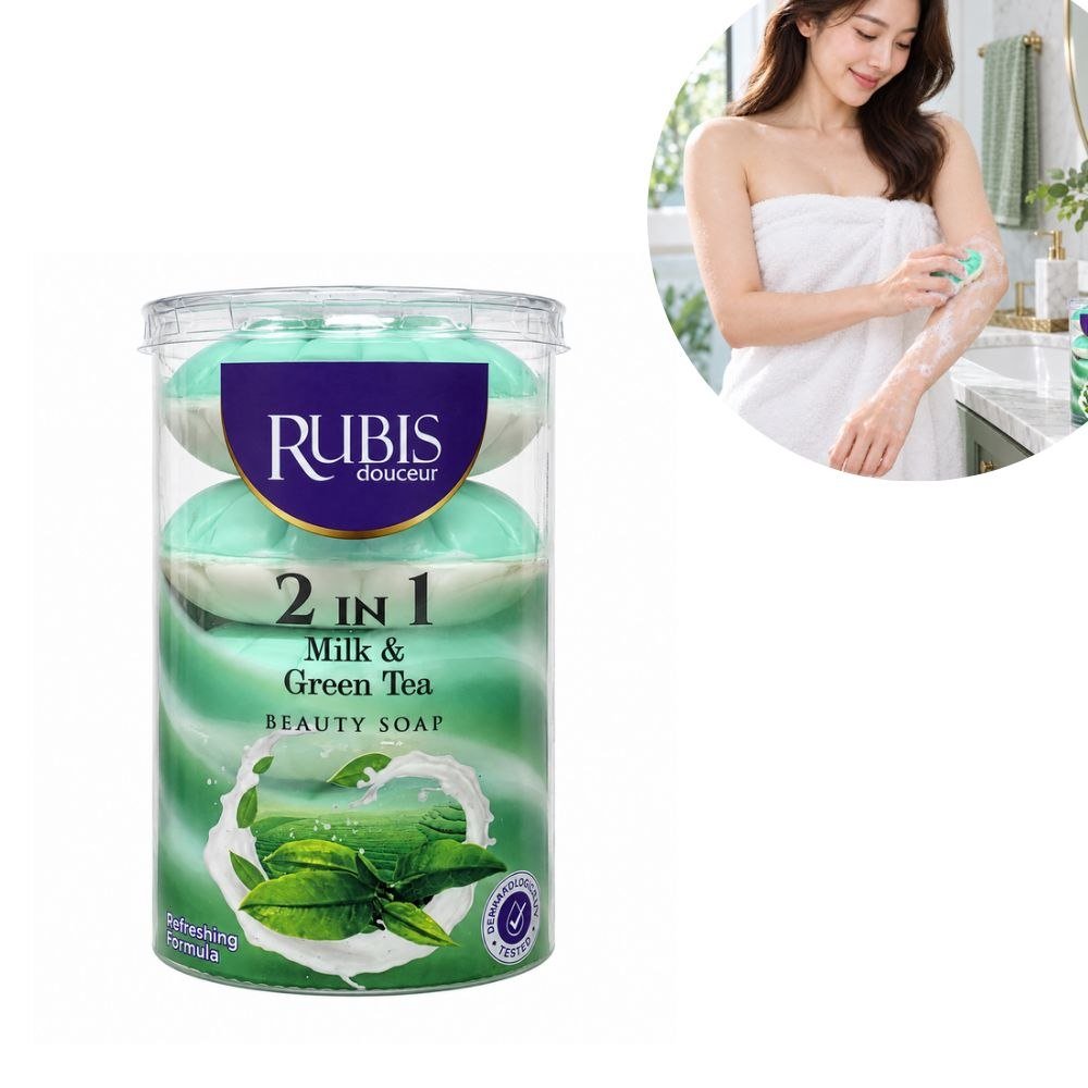 SET DE JABÓN DE BELLEZA 2 EN 1 TÉ VERDE RUBIS CLOUCEUR 4 PIEZAS 110G C/U SET DE JABÓN DE BELLEZA 2 EN 1 TÉ VERDE RUBIS CLOUCEUR 4 PIEZAS 110G C/U