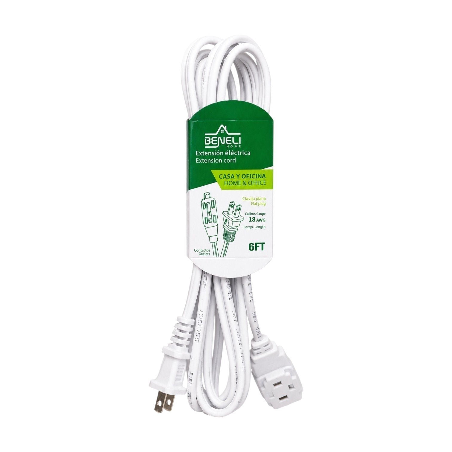 4731b27d-d74a-4b46-b01d-3e44e9eda298.jpg EXTENSIÓN ELÉCTRICA FLEXIBLE PARA HOGAR Y OFICINA BENELI HOME HOME & OFFICE EXTENSION CORD 182.88 CM - Imagen 1