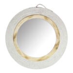 ESPEJO DE PARED REDONDO DE ESTILO COSTERO CON MARCO DE CUERDA Y MADERA 40X40CM