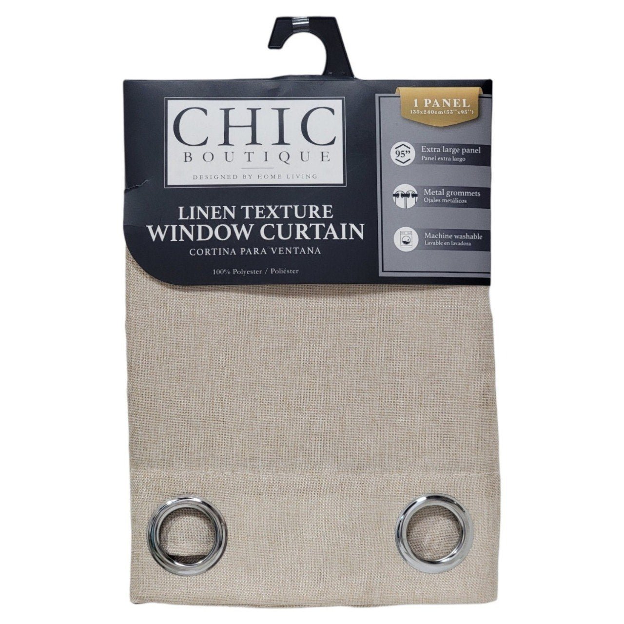 7450014023619-1.jpg CORTINA PARA VENTANA DE TEXTURA LINEN CHIC BOUTIQUE 135X240CM - Imagen 1