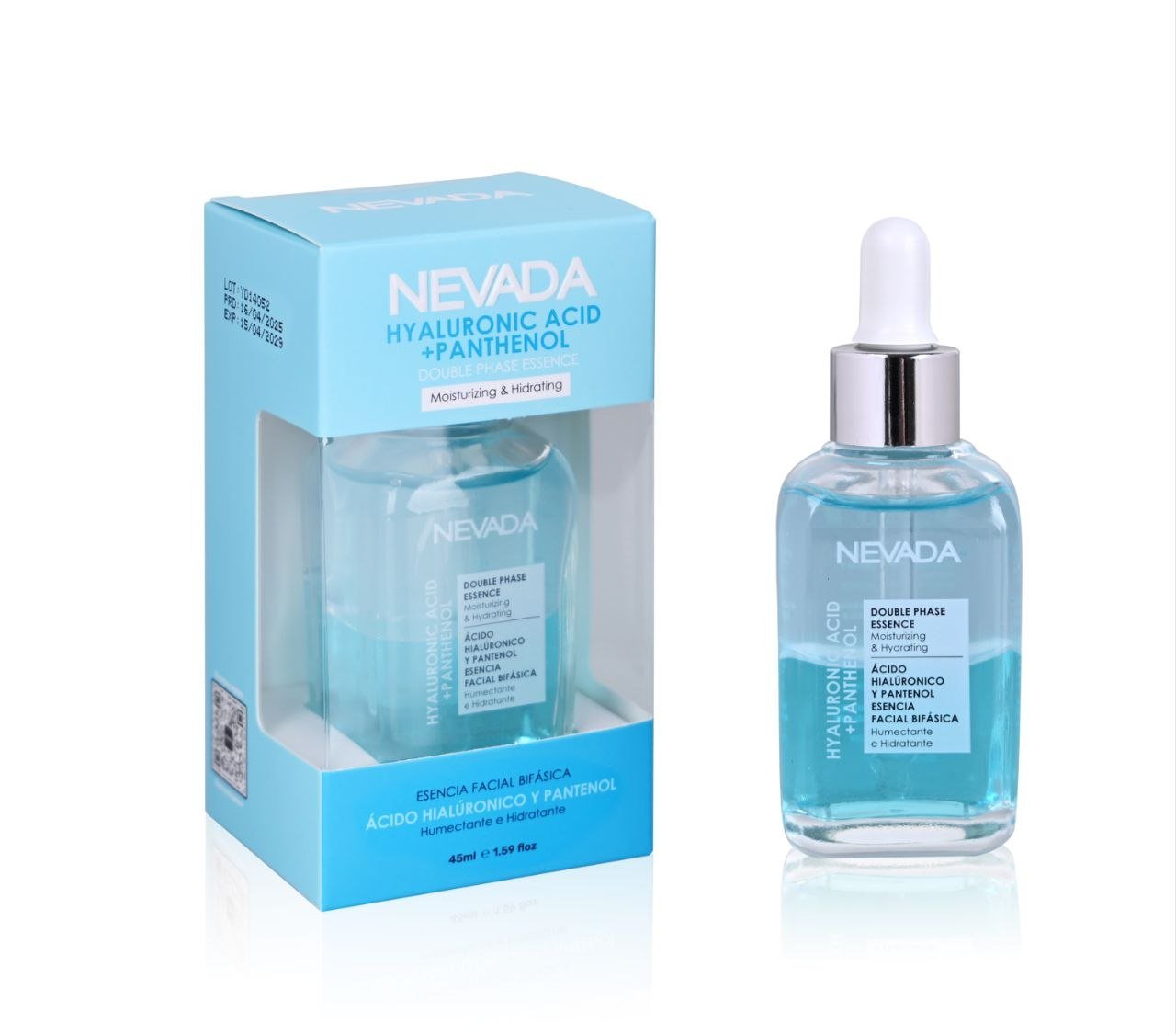 7453130901113-1.jpg ESENCIA FACIAL BIFASICA HUMECTANTE CON ACIDO HIALURONICO Y PANTENOL NEVADA 45ML - Imagen 1