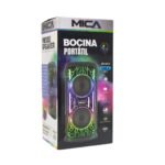 BOCINA INALAMBRICA PORTATIL CON LUCES LED RGB Y MICROFONO MICA