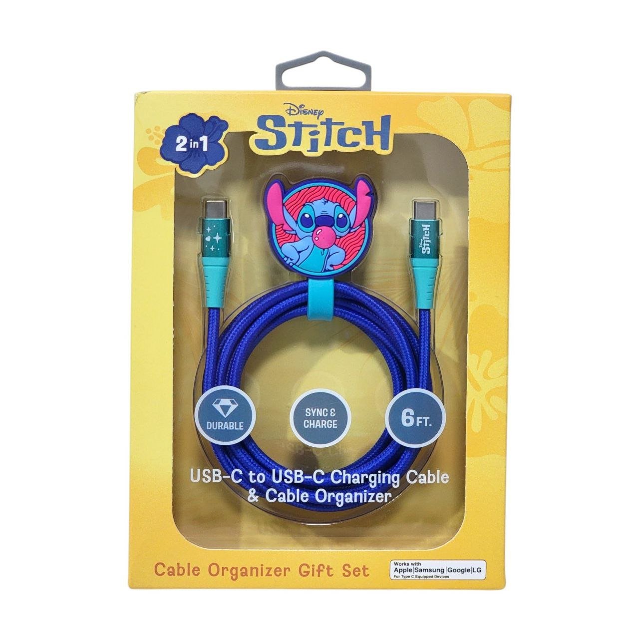 840492309140_1.jpg CABLE DE CARGA USB-C Y ORGANIZADOR DE CABLE DE STITCH - Imagen 1