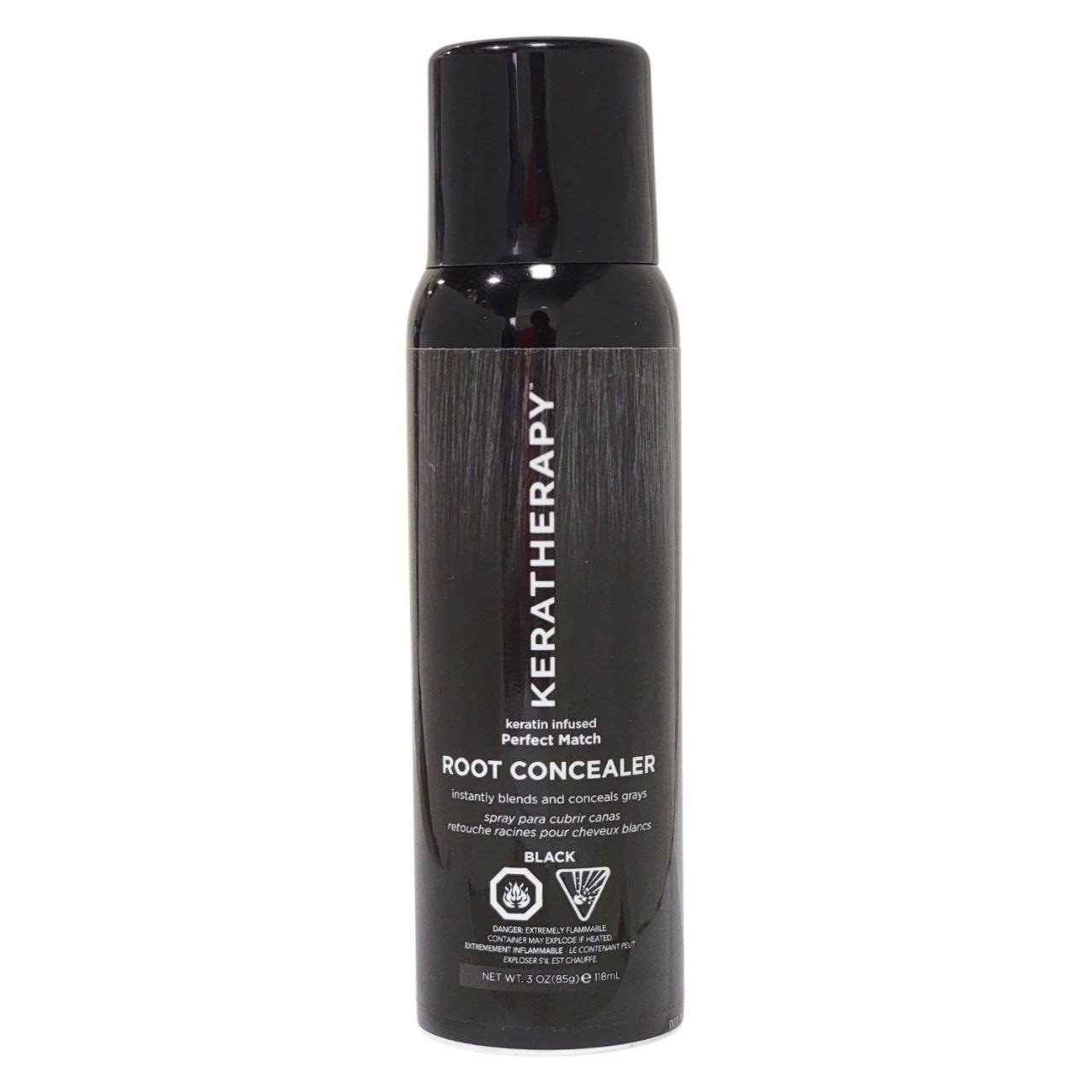 852979006763-1.jpg SPRAY CORRECTOR DE COLOR PARA RAICES Y CANAS COLOR NEGROS KERATHERAPY 118ML - Imagen 1