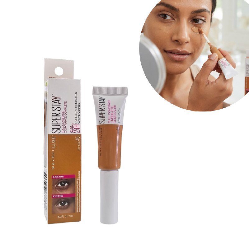 92a0d7be-80d0-491e-a1a3-62aa5643ccc9.jpg CORRECTOR LÍQUIDO DE ALTA COBERTURA HASTA 24 HORAS RESISTENTE AL AGUA TONO 45 TAN HALE SUPER STAY MAYBELLINE 7ML - Imagen 1