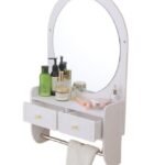 ESTANTE ORGANIZADOR DE PARED PARA BAÑO, TOCADOR CON ESPEJO COLOR BLANCO