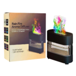 HUMIFICADOR DE AIRE CON LLAMA COLORIDA, SONIDOS DE GOTAS DE LLUVIA, DIFUSOR DE ACEITE AROMATICO CON LUZ LED NOCTURNA RAIN FIRE