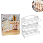 ORGANIZADOR DE HUEVOS PLEGABLE DE 3 NIVELES CON CAPACIDAD DE 24 HUEVOS 20.5X10X19.5CM