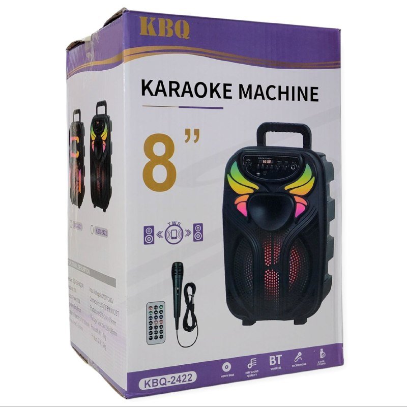 d69976b3-6106-481b-91dc-86f23e4e177b.jpg PARLANTE ALTAVOZ DE KARAOKE BOCINA INALAMBRICA RECARGABLE DE 8 PULGADAS BLUETOOTH KBQ-2422 - Imagen 1