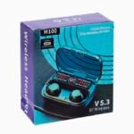 AUDIFONOS AURICULARES INALAMBRICOS ORIGINALES SONIDO DE ALTA CALIDAD, CARGA RAPIDA, ELIMINA RUIDO AMBIENTAL,  PANTALLA LED, RANGO DE 10 METROS, BATERIA 5H, M100 WIRELESS HEADSET