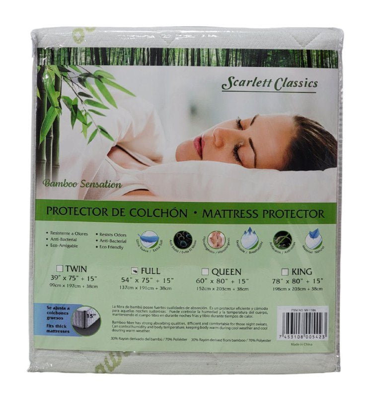 ee62b744-f3c1-42c8-870f-de9b1634fd36.jpg PROTECTOR DE COLCHON RESISTENTE A OLORES, ANTIBACTERIAL DE FIBRA DE BAMBO MATRIMONIAL SCARLETT CLASSICS BAMBO SENSATION - Imagen 1