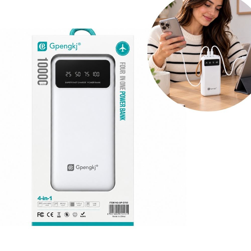 fe9e0e84-52c5-4019-8d49-bcabcffd020d.jpg BATERÍA PORTÁTIL 10000MAH 4 EN 1 CON CABLES INTEGRADOS Y PANTALLA DIGITAL GPENGKJ GP-D703 - Imagen 1