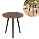 MESA AUXILIAR MODERNA CON ACABADO TIPO MADERA Y PATAS NEGRAS 40X40X55CM