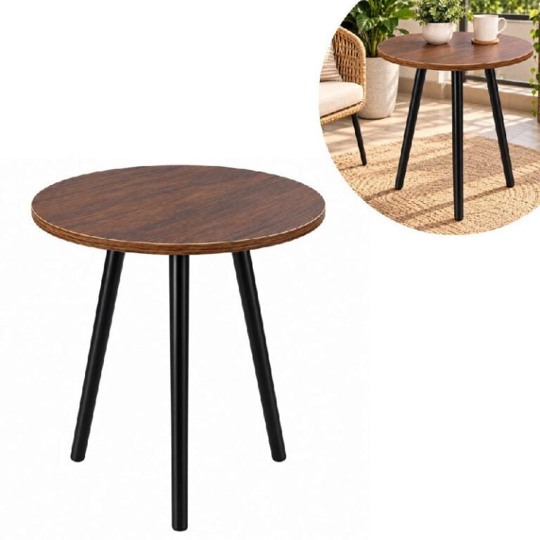 MESA AUXILIAR MODERNA CON ACABADO TIPO MADERA Y PATAS NEGRAS 40X40X55CM