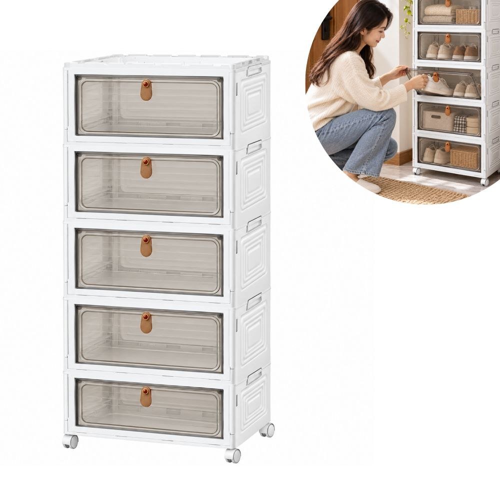 ORGANIZADOR MULTIUSOS DE 5 CAJONES CON PUERTAS TRANSPARENTES Y RUEDAS (39X28X103CM) ORGANIZADOR MULTIUSOS DE 5 CAJONES CON PUERTAS TRANSPARENTES Y RUEDAS (39X28X103CM)