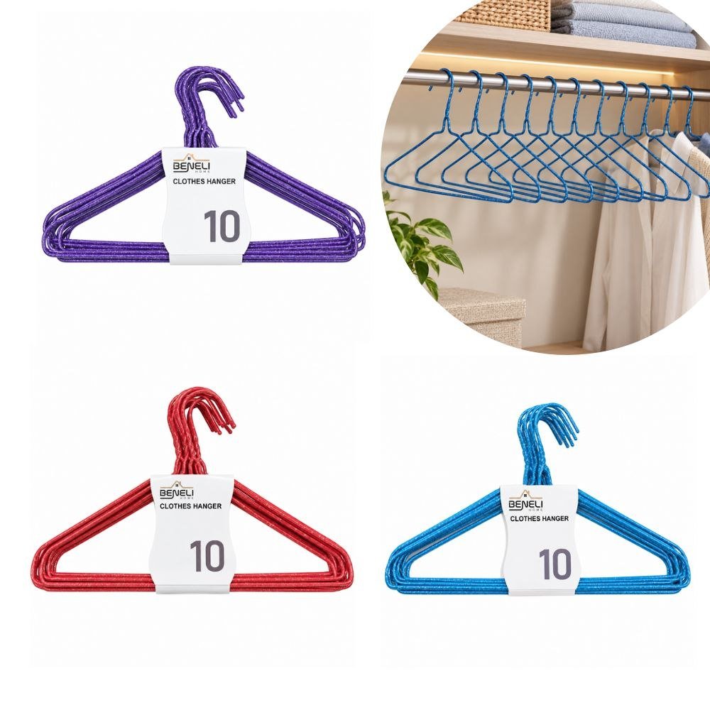 SET DE GANCHOS PARA ROPA BENELI HOME 10UND 40CMX20CM SET DE GANCHOS PARA ROPA BENELI HOME 10UND 40CMX20CM