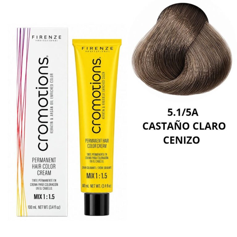 TINTE PERMANENTE EN CREMA CROMOTIONS 5.1/5A CASTAÑO CLARO CENIZO FIRENZE PROFESSIONAL 100ML