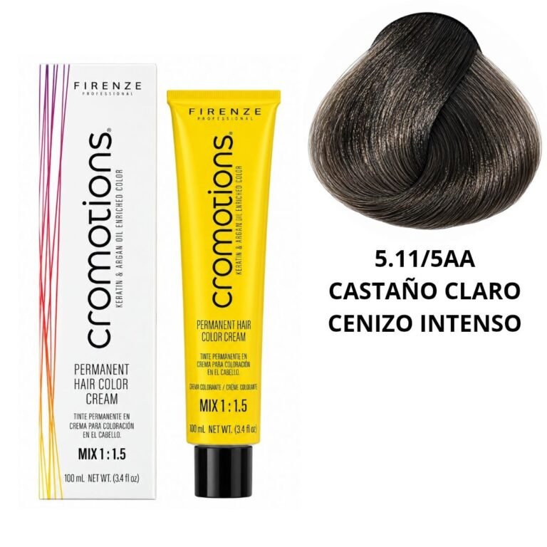 TINTE PERMANENTE EN CREMA CROMOTIONS 5.11/5AA CASTAÑO CLARO CENIZO INTENSO FIRENZE PROFESSIONAL 100ML