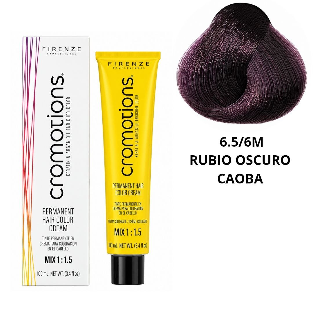TINTE PERMANENTE EN CREMA CROMOTIONS 6.5/6M RUBIO OSCURO CAOBA FIRENZE PROFESSIONAL 100ML TINTE PERMANENTE EN CREMA CROMOTIONS 6.5/6M RUBIO OSCURO CAOBA FIRENZE PROFESSIONAL 100ML