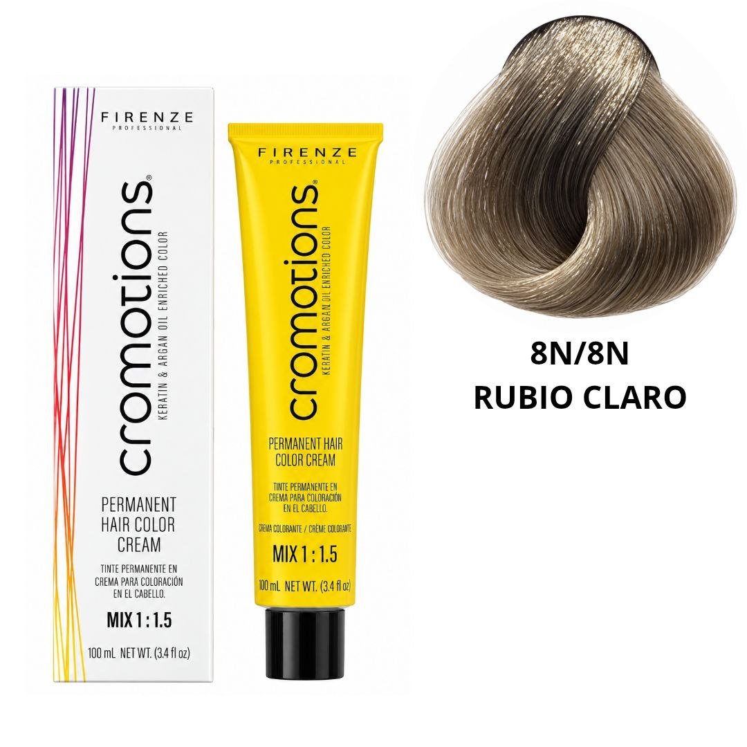 TINTE PERMANENTE EN CREMA CROMOTIONS 8N/8N RUBIO CLARO FIRENZE PROFESSIONAL 100ML TINTE PERMANENTE EN CREMA CROMOTIONS 8N/8N RUBIO CLARO FIRENZE PROFESSIONAL 100ML